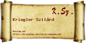 Kriegler Szilárd névjegykártya